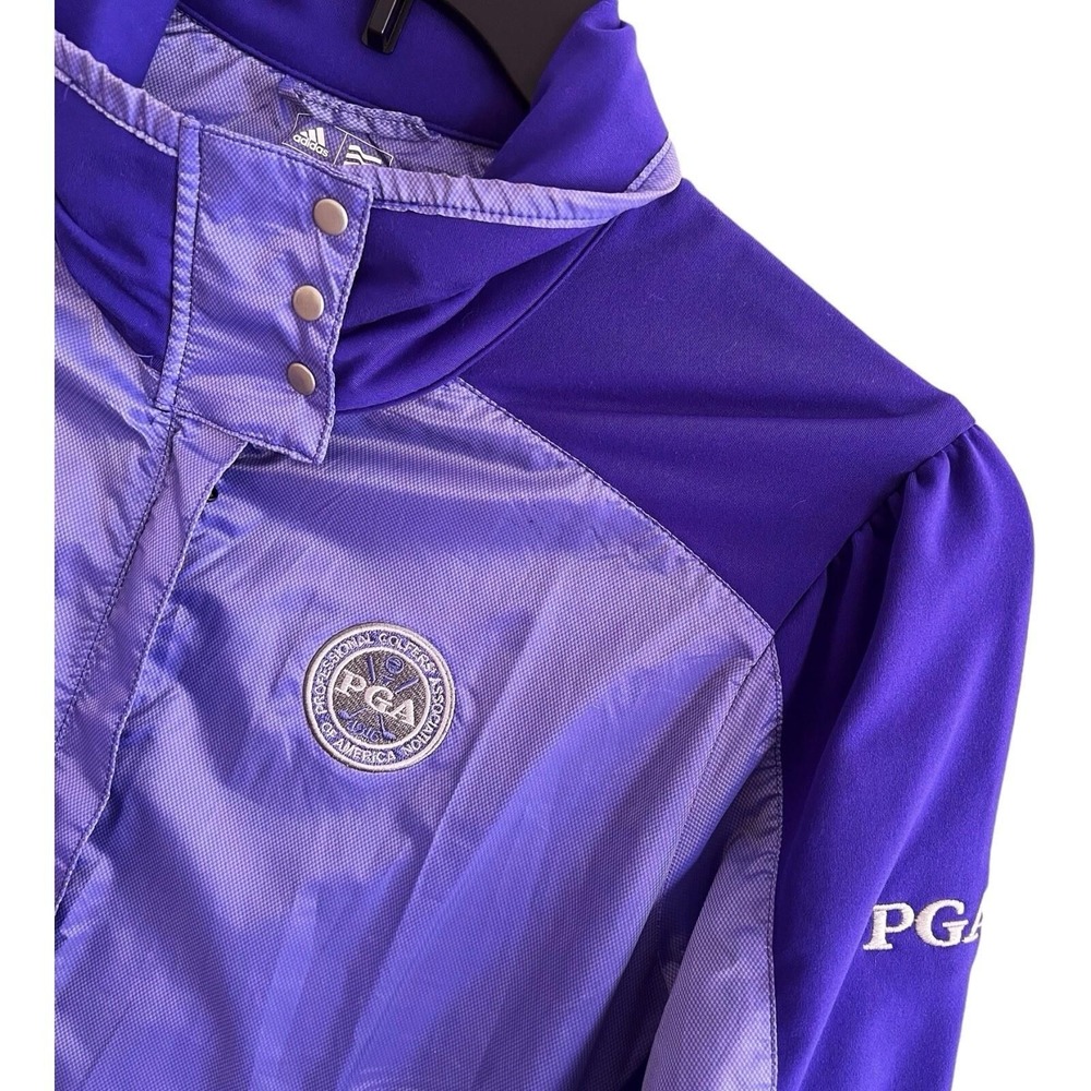 Adidas‎ PGA Golf Jacket Purple ClimaProof Full Zip Women's L - Picture 2 of 3